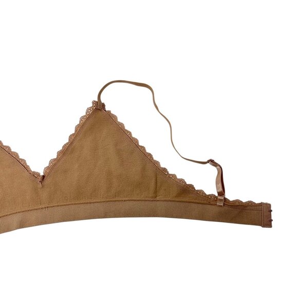 Forever 21 M/L Taupe Ribbed Seamless Bralette Lace Wireless Adjustable Straps - Picture 6 of 12